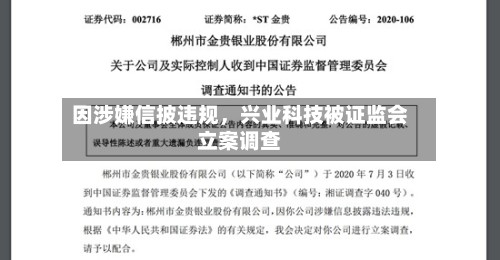因涉嫌信披违规	，兴业科技被证监会立案调查-第3张图片