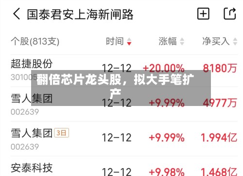 翻倍芯片龙头股，拟大手笔扩产-第3张图片