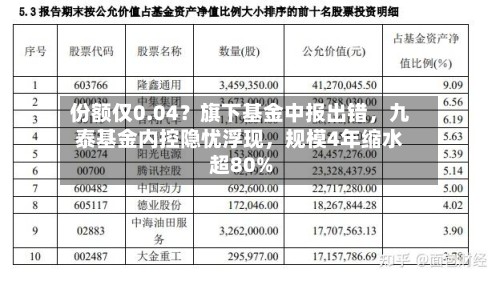 份额仅0.04？旗下基金中报出错，九泰基金内控隐忧浮现	，规模4年缩水超80%-第2张图片
